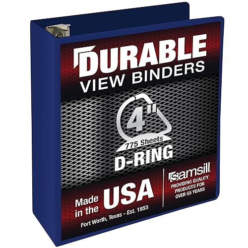 Vista 110 de Samsill Carpeta duradera de 3 anillos de 1 pulgada, fabricada en Estados Unidos, carpeta de anillos en D, cubierta transparente personalizable