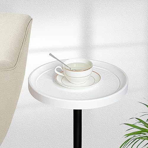Miniatura 6 de Mesa auxiliar de pedestal, mesa de bebida blanca, mesa auxiliar de Martini con acabado de grano de madera natural para espacios pequeños, sala de