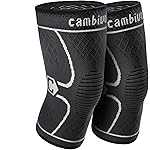 CAMBIVO 2 Pack Knee Brace, Knee Compression Sleeve Support for Men and Women, Knee Pads for Running, Hiking, Meniscus Tear, Arthritis,Joint Pain Relief (Gray,Small)