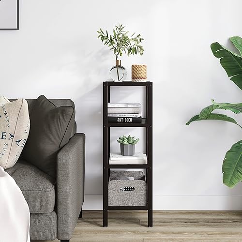 Miniatura 4 de SMIBUY Estante de almacenamiento para baño, organizador de bambú de 4 niveles, estantería multifuncional para sala de estar, dormitorio, cocina