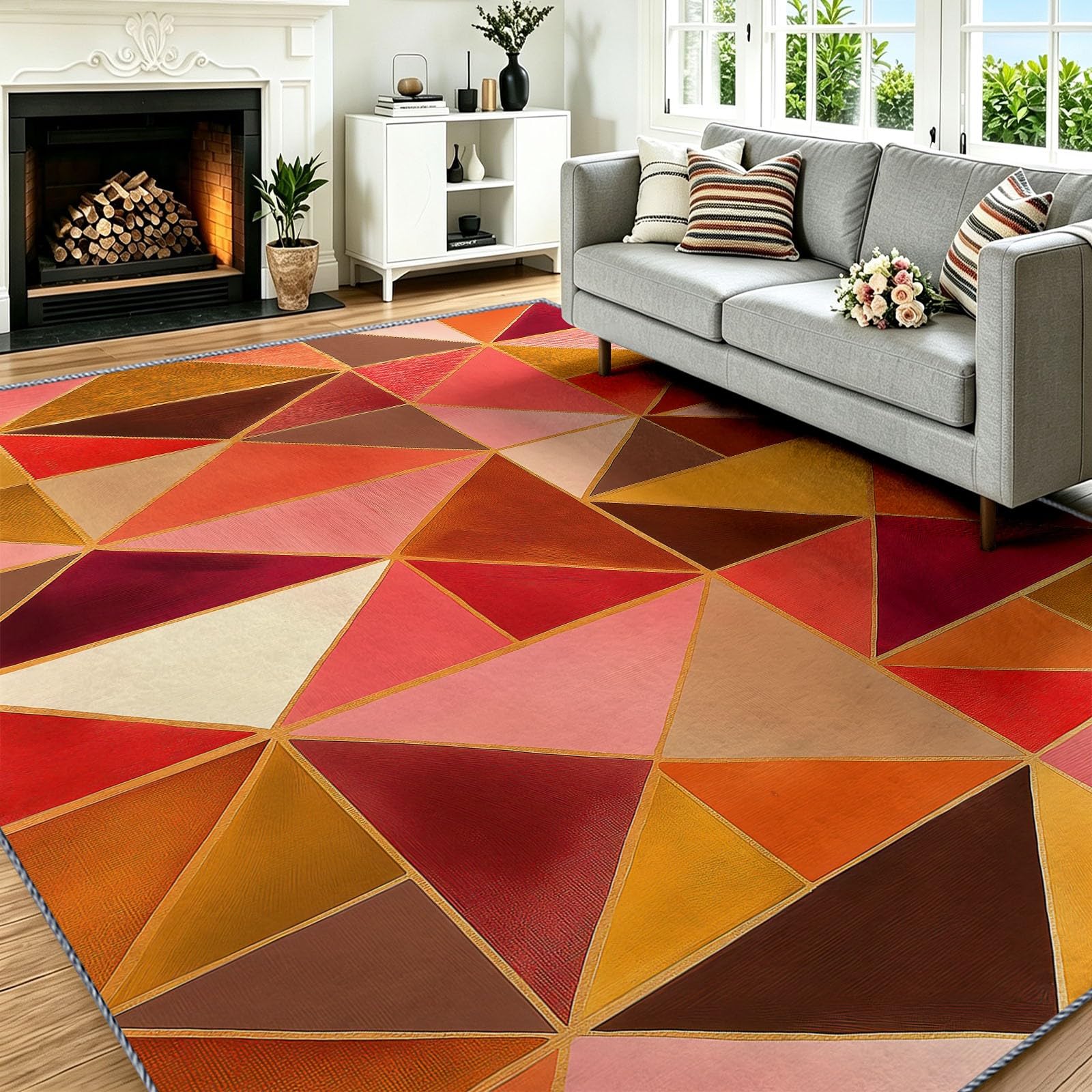 Alfombra de área geométrica abstracta suave 80x150 cm lavable antideslizante para oficina
