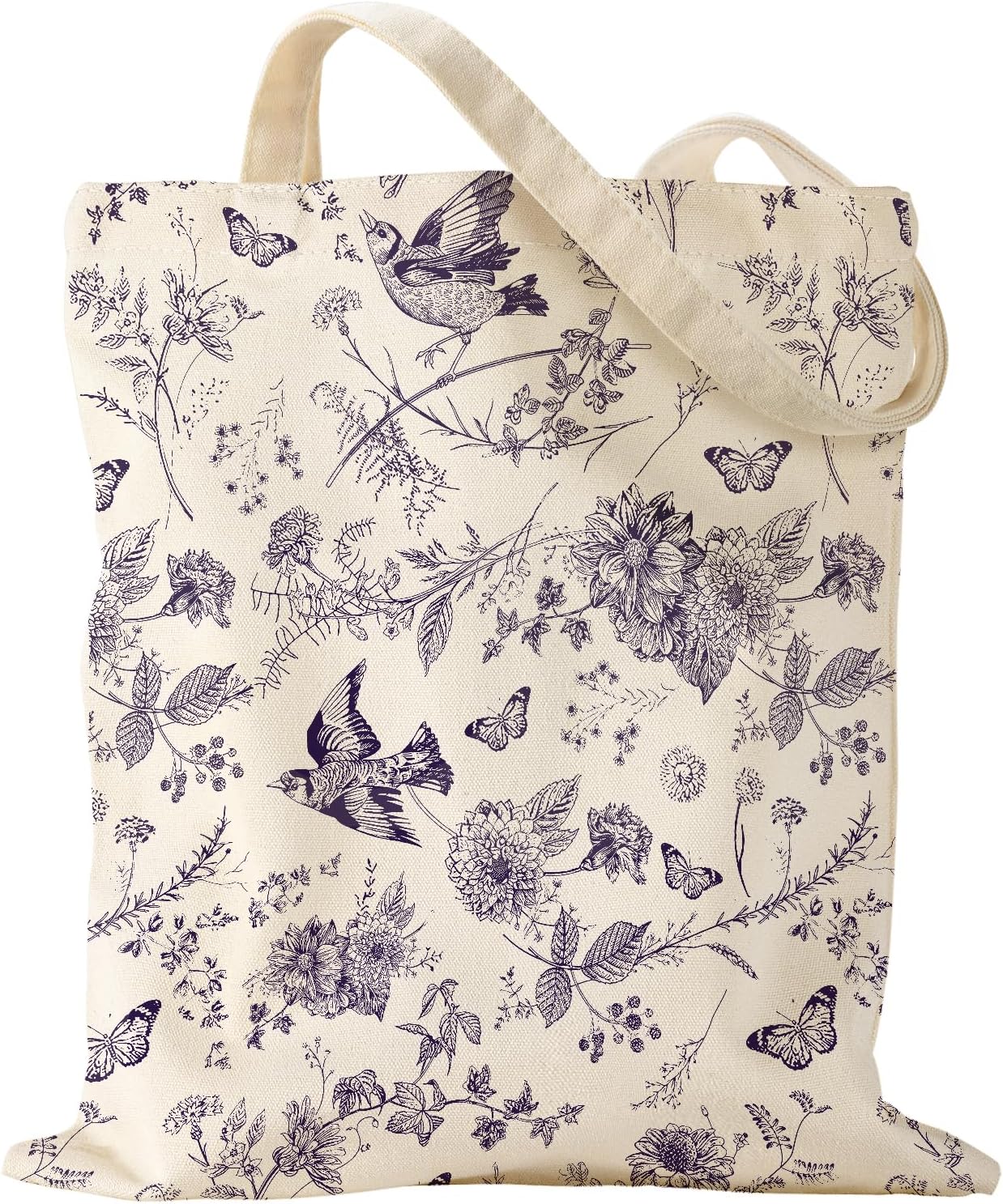 Aesthetic Canvas Tote Bag for Women - Sturdy Cloth Cotton Totes Bag with Pattern Shoulder Bag