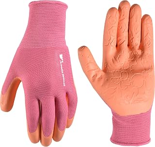 Wells Lamont Women's Gardening Gloves | Women's Grip Gloves | Foam Latex Grip Coating | Breathable Knit | Pink, Medium (604M)