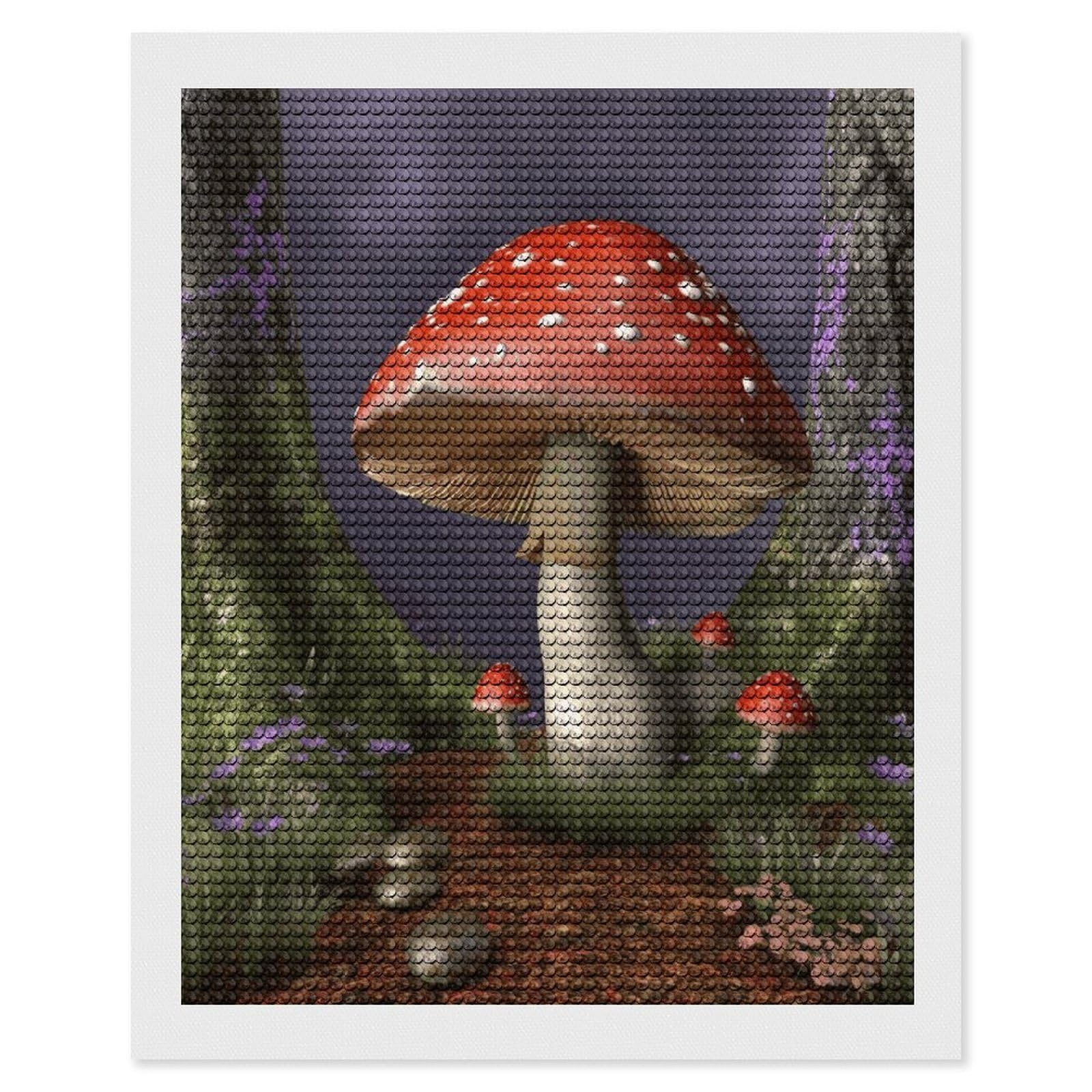 VstaDank Mushroom Diamond Painting Kits Exquisite DIY Full Round Drill Diamond Dots Painting for Adults Beginner Diamond Photo Paint with Diamond Picture Art Wall Decor 16"x20"