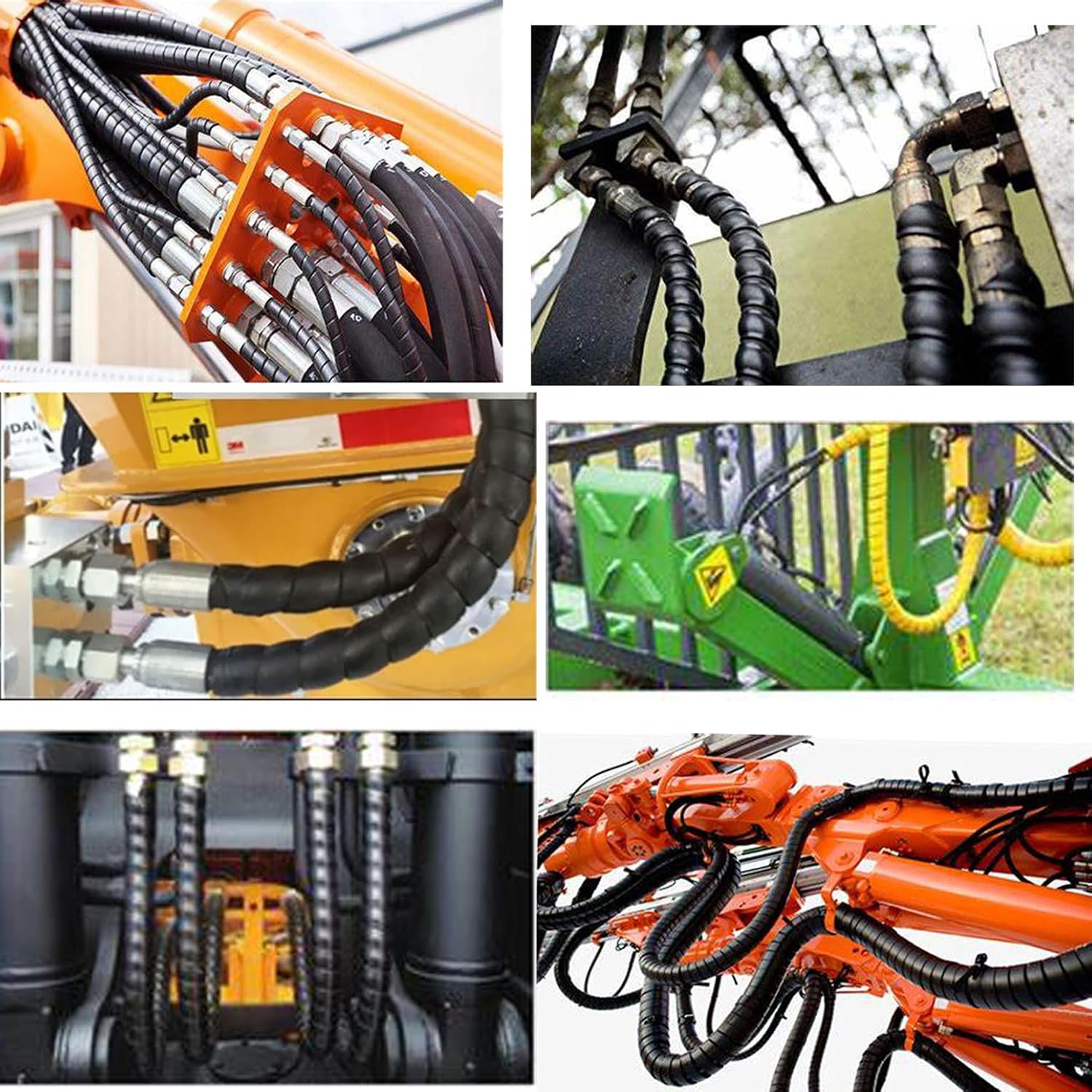 2Pcs Spiral Wrap Cable Protector 1.58in +2in OD x 10ft Pre-Cut Lengths Safe Hose Protector to Avoid Wear Extend Life for Hydraulic Pneumatic Hose