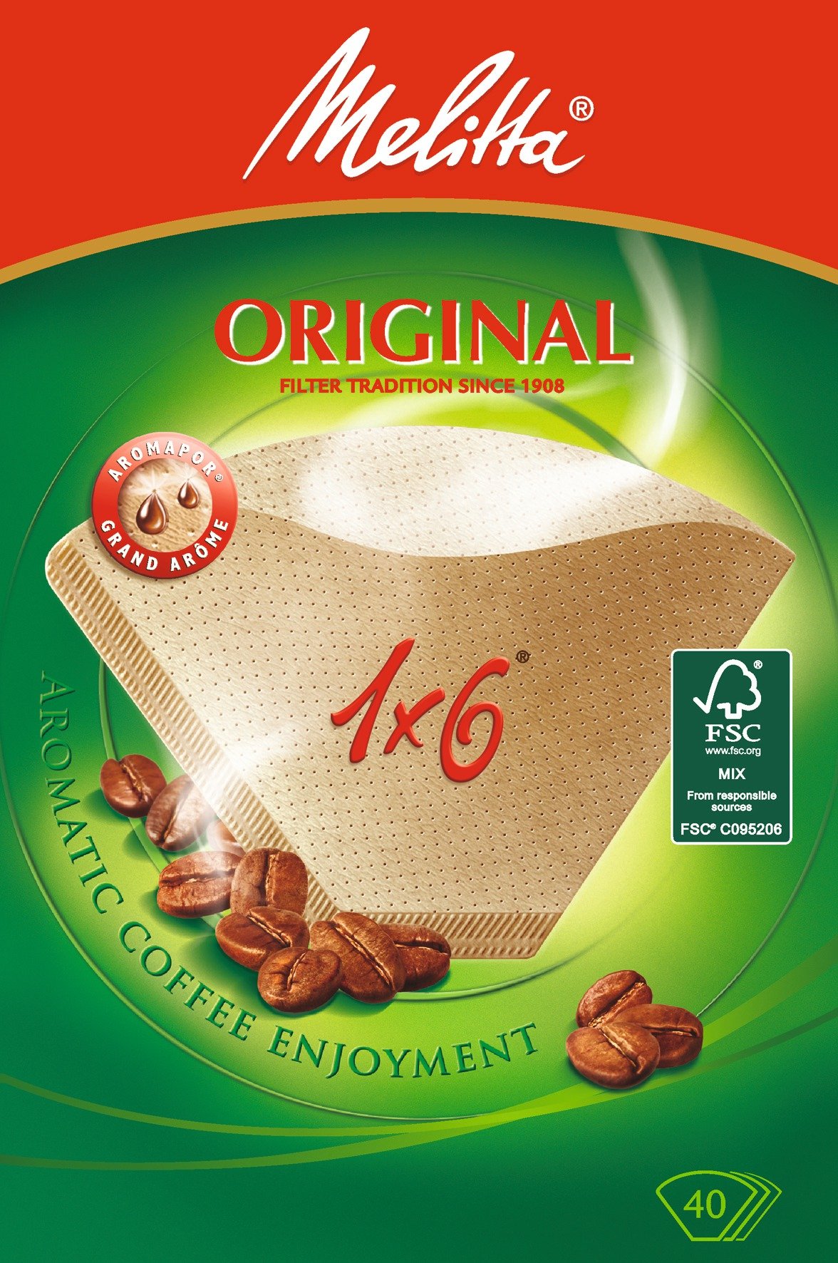 Filtro cornetto 1x6 in carta x40 - marrone