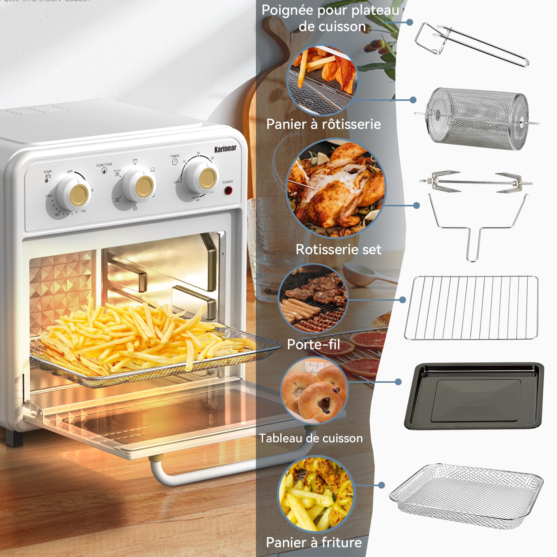 Friteuse Sans Huile Four 15l XXL Friteuse à Air Avec Fenetres Air Fryer 13 Programmes 2200w