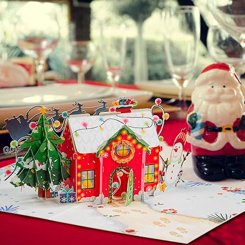 Miniatura 3 de Paper Love Frndly, tarjeta desplegable de Navidad 3D, Cozy Home, tarjetas de felicitación 3D hechas a mano, regalo para Navidad o vacaciones, 100%