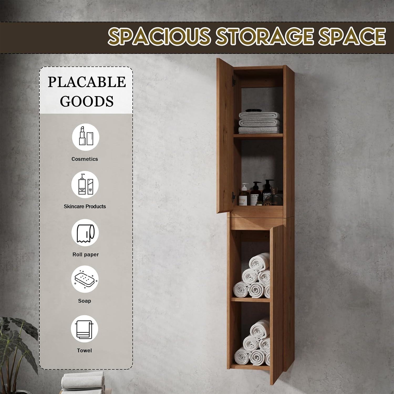 Wall Cabinet Storage Set of 2, Sectional Wall Cabinet for Living Room, Kitchen (Style 1)