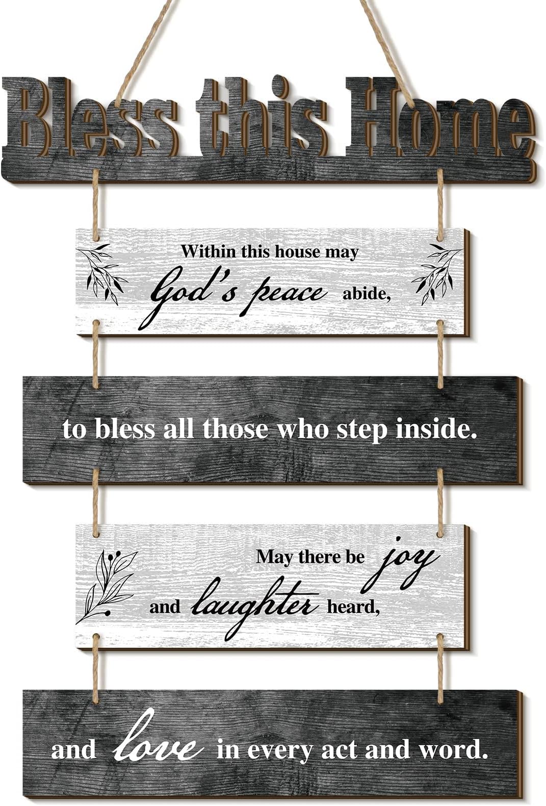 Xuhal Bless This Home Wall Decor Religious Rustic Wooden Sign Farmhouse Blessing Plaque for Holy Week Easter Church Bedroom Living Room Kitchen Decor House Warming Gift for Family Friend(Gray White)