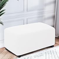 Vista 2 de Vicwow Fundas otomanas rectangulares, funda elástica para otomana, fundas de asiento rectangulares para taburetes de pies, funda otomana