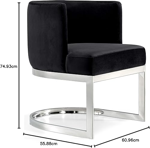 Miniatura 25 de Meridian Furniture Gianna Collection Modern | Silla de comedor tapizada de terciopelo contemporáneo con marco de metal cromado pulido, 24 pulgadas