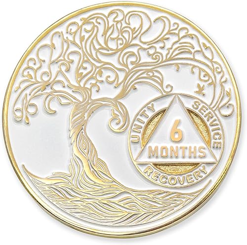 Miniatura 67 de Medallón/Ficha/Ficha de Recuperación AA Sobriety Mint de 2 Años, Árbol de la Vida Retorcido, Dorado - Negro