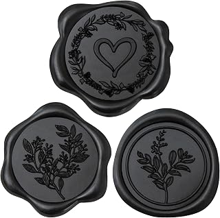 60 Pcs Black Wax Seal Stickers Self-Adhesive Envelope Seals Stamp Stickers, Perfect for Wedding Invitations Seating Chart Christmas Gift Wrapping 3 Designs in 1 Pack
