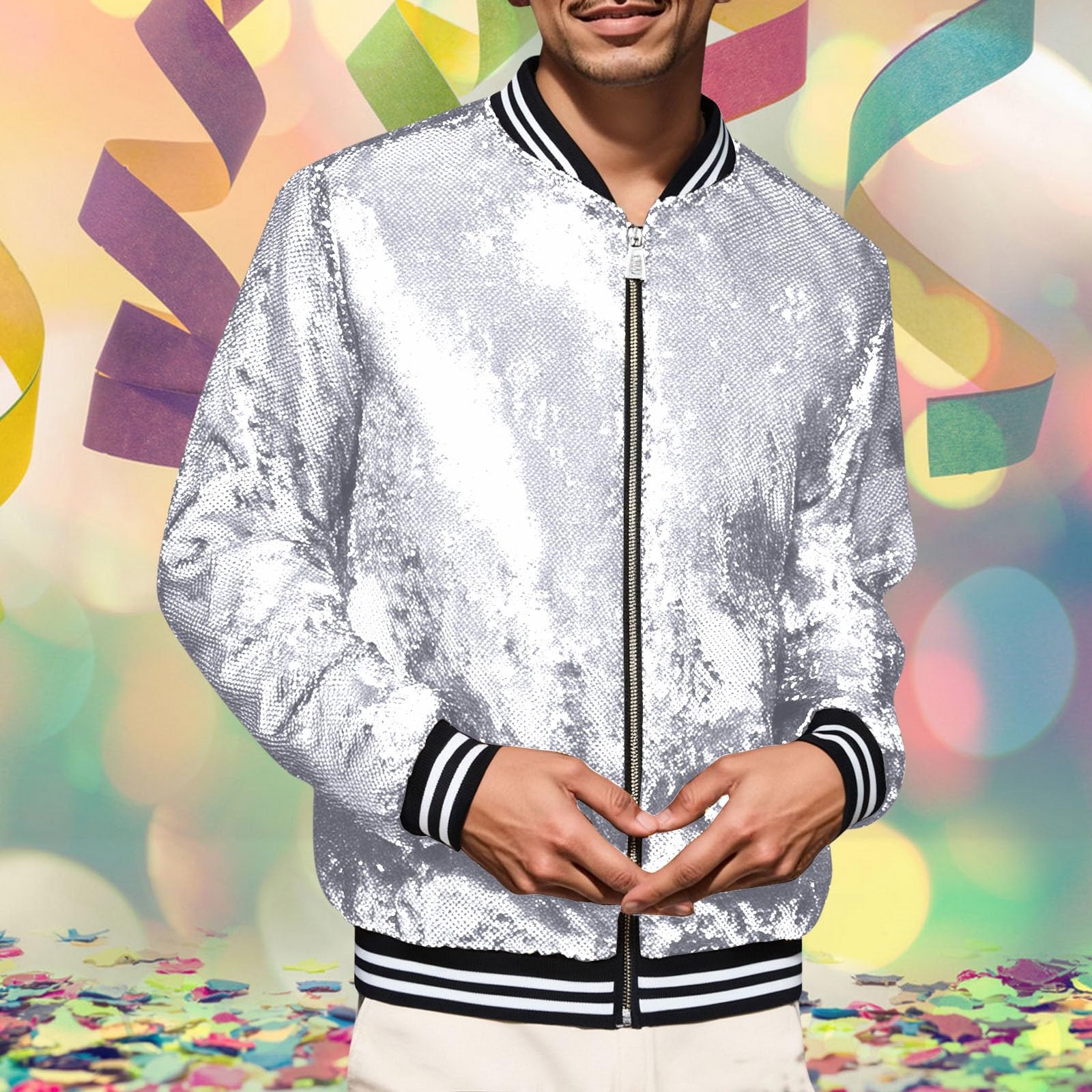 Giacca da uomo a mezza stagione a collo alto giacca da uomo primavera estate paillettes cappotto da lavoro casual bombers escursionismo antivento aeratore giacche sahariane giacca da baseball cappotti