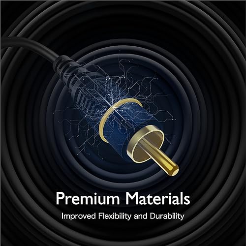 Miniatura 6 de TNP Products Subwoofer SPDIF Audio Digital Coaxial RCA Cable de Video Compuesto (15 pies) - Chapado en Oro Doble Blindado RCA a RCA Macho Conectores