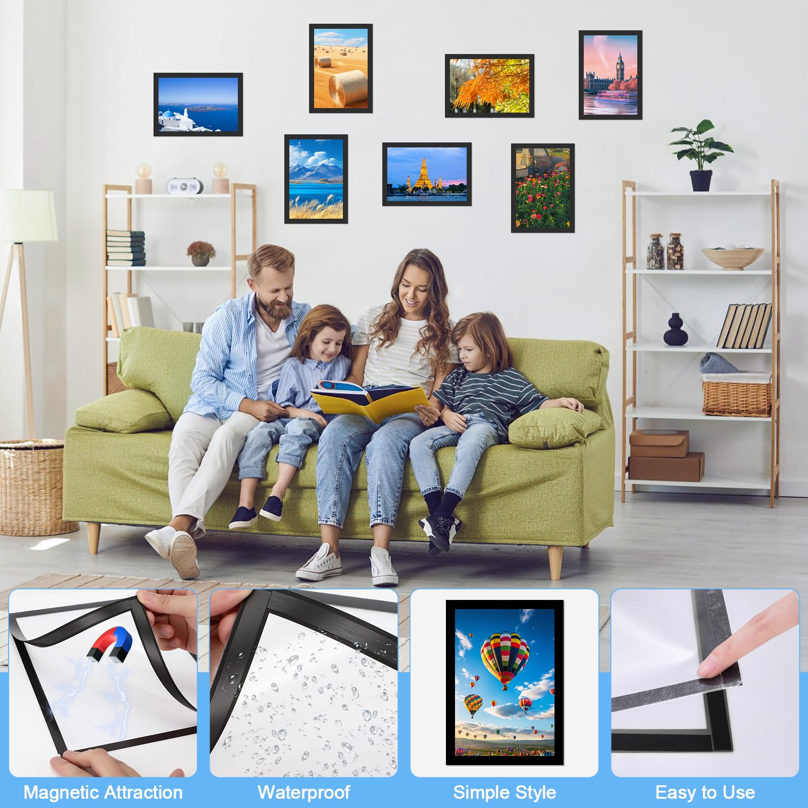 10 Stück Magnetrahmen A4, Diamond Painting Bilderrahmen 29,7x 21 cm, Transparent Selbstklebend Magnetischer Plakatrahmen für Küche Schlafzimmer Wanddekoration (Schwarz)