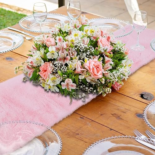 Miniatura 6 de duduta Camino de mesa de piel sintética rosa de 11.8 x 31.5 pulgadas, cubierta mullida para mesita de noche, camino de mesa auxiliar, accesorios de