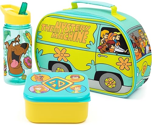 Miniatura 7 de Scooby-Doo! Caja de almuerzo Máquina misteriosa Bolsa de almuerzo Botella y Snack Pot Set para niños Tupperware de personajes azul y verde