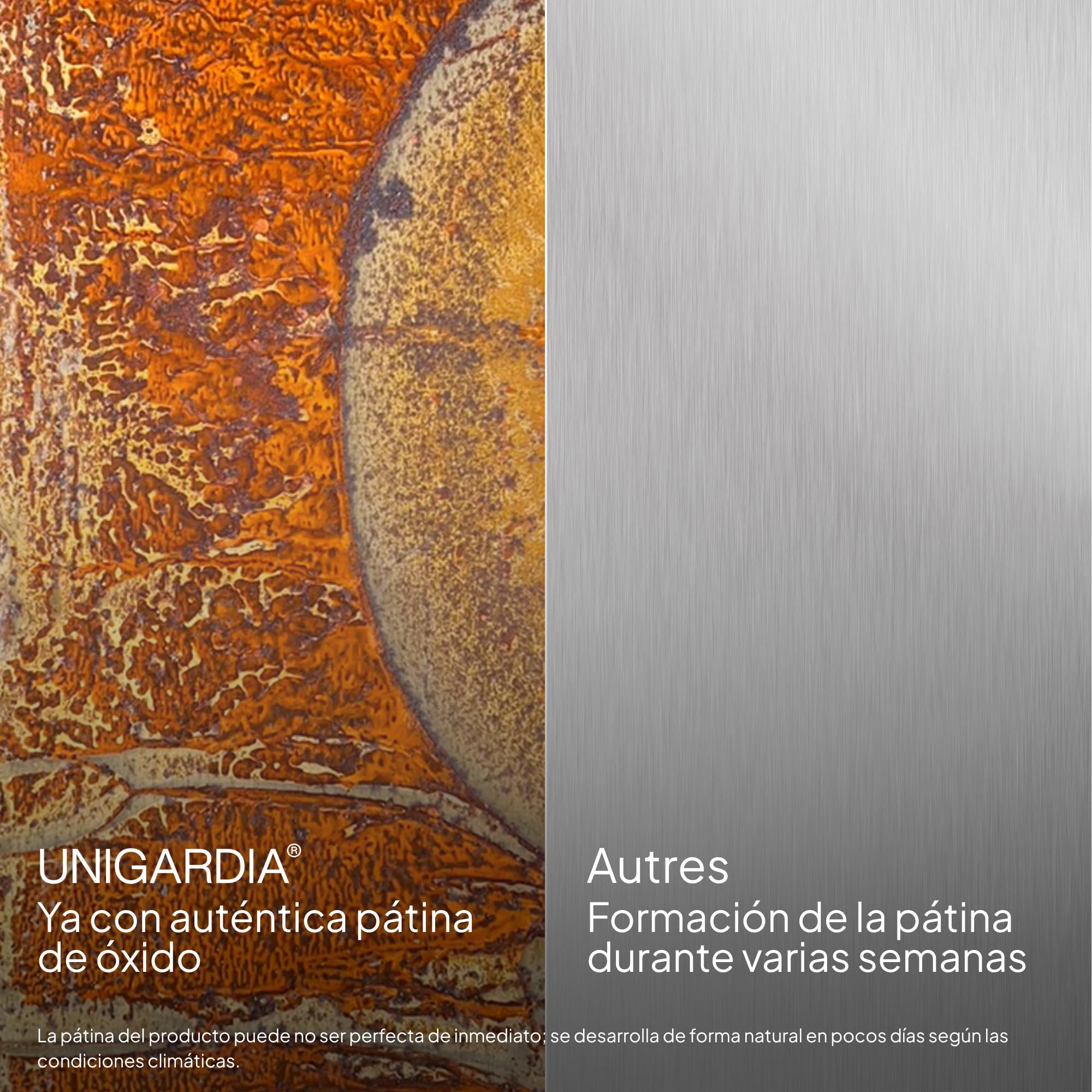 UNIGARDIA Bordura Acero Corten 10 m - Borduras Jardin Metálica de 14 cm de Altura - Fácil de Instalar - Separador Jardin Exterior con Pátina de Oxido, Incluye 1 Par de Guantes