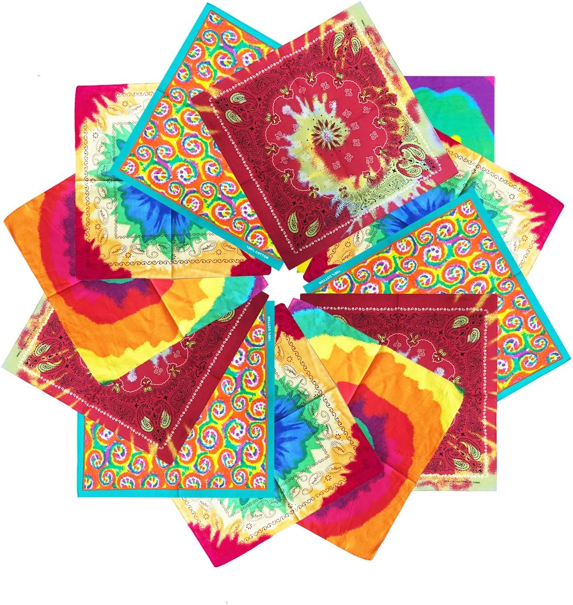 ba knifeBandanas 100% Cotton Paisley Print Head Wrap Scarf Wristband Headbands Hairscarf for Men and Women 12 Pcs