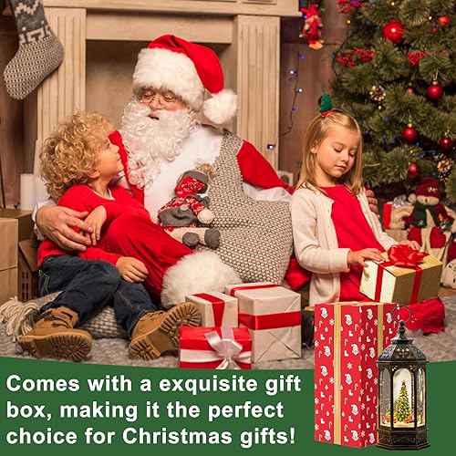 Miniatura 46 de Linterna de globo de nieve de Navidad de 10 pulgadas con cardenal, globos de nieve brillantes iluminados con música y temporizador, decoraciones