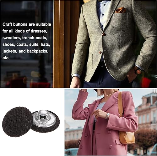 Miniatura 10 de HARFINGTON 10 botones de tela de 32L cubiertos de tela de 0.787 in, botones de costura redondos de metal para trajes blusas de vestir, color rosa