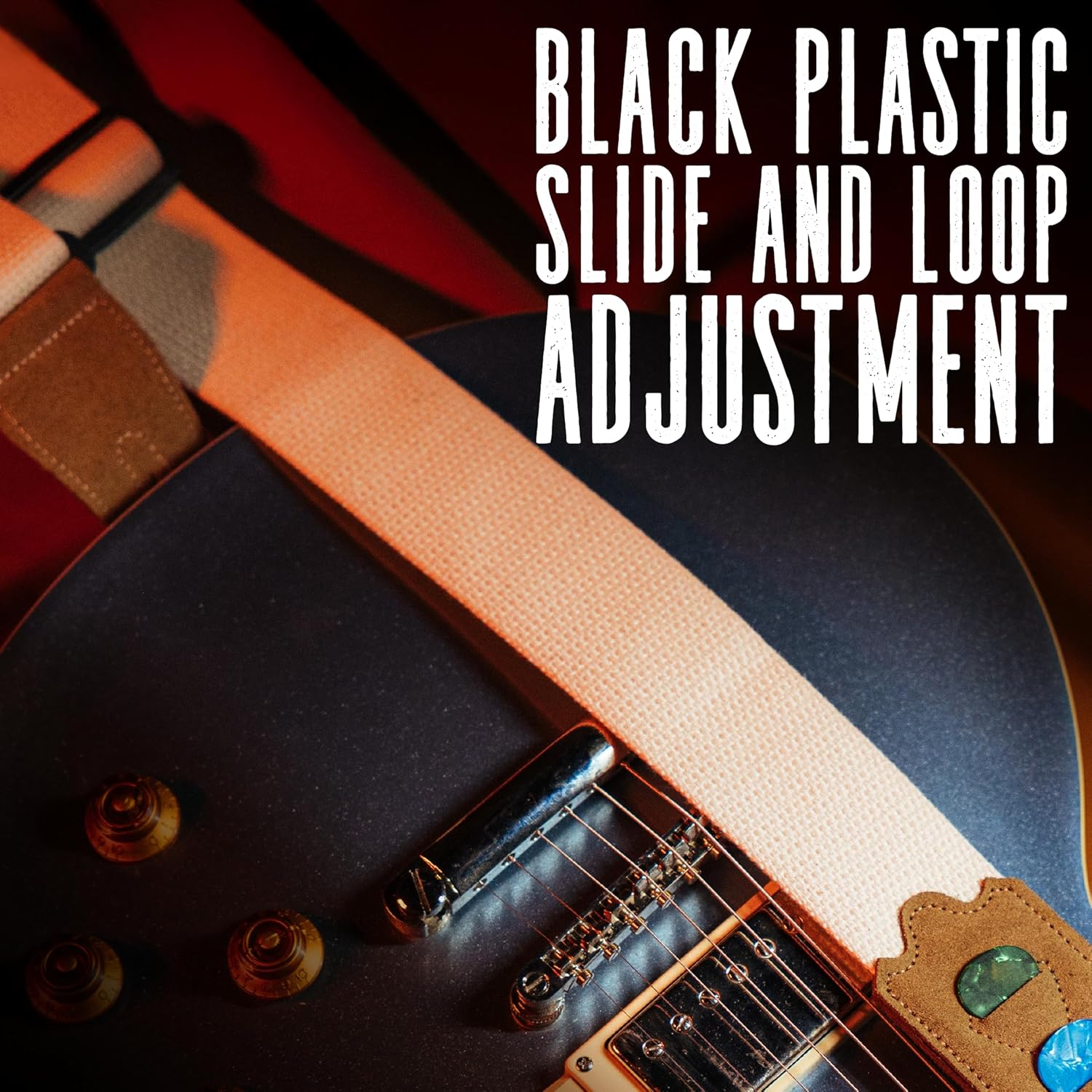 Levy's Leathers Natural Cotton Holder 2" Extended Brown Suede Ends Hold 4 Picks and Adjusts from 37" to 59" Guitar Strap (MC2PH-BRN)