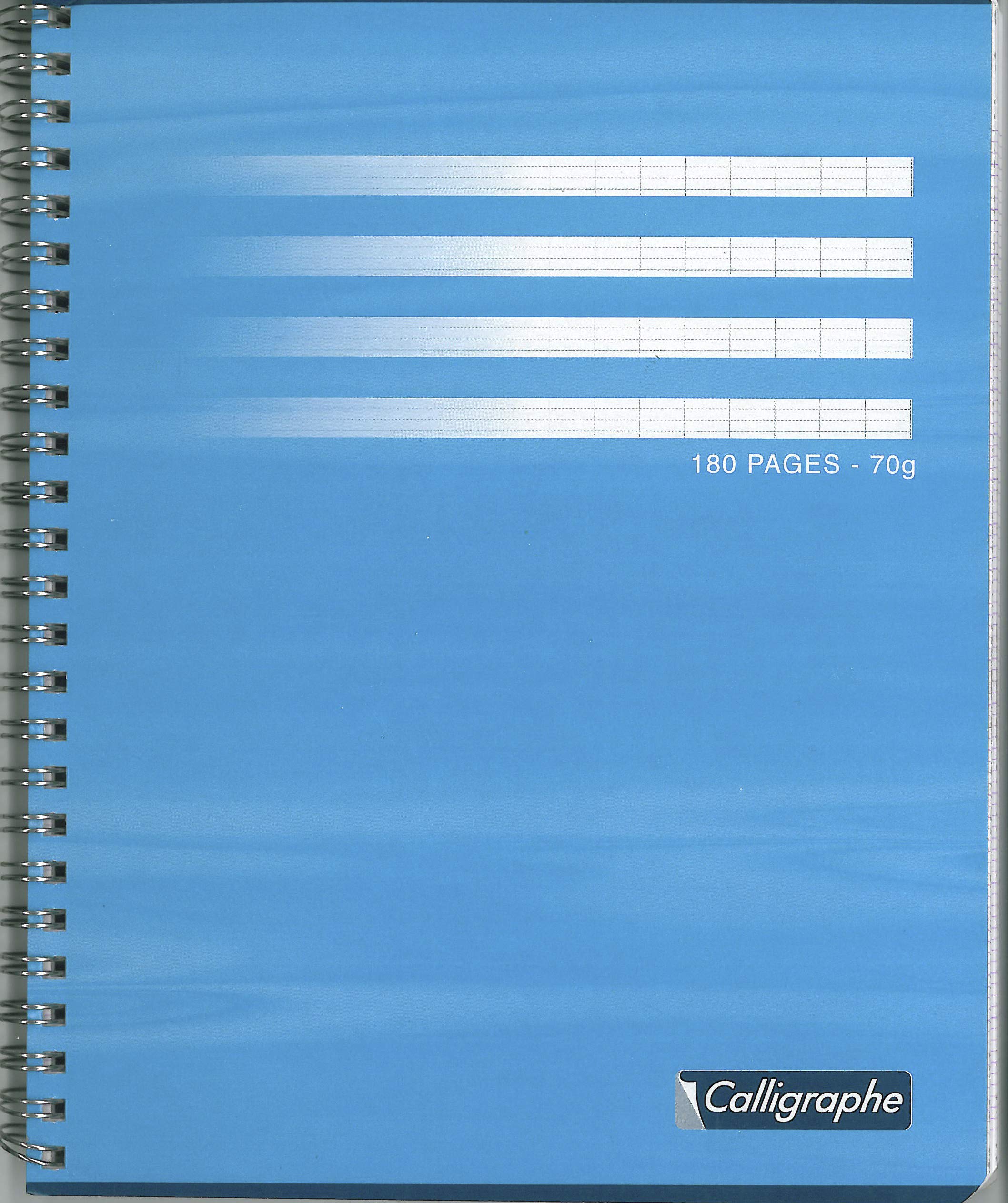 Calligraphe 403C Set of 5 Spiral Notebooks (Clairefontaine) 17x22cm - 180 Seyes Ruled Pages - 70 g White Paper - Varnished Recycled Card Cover - Random Colours