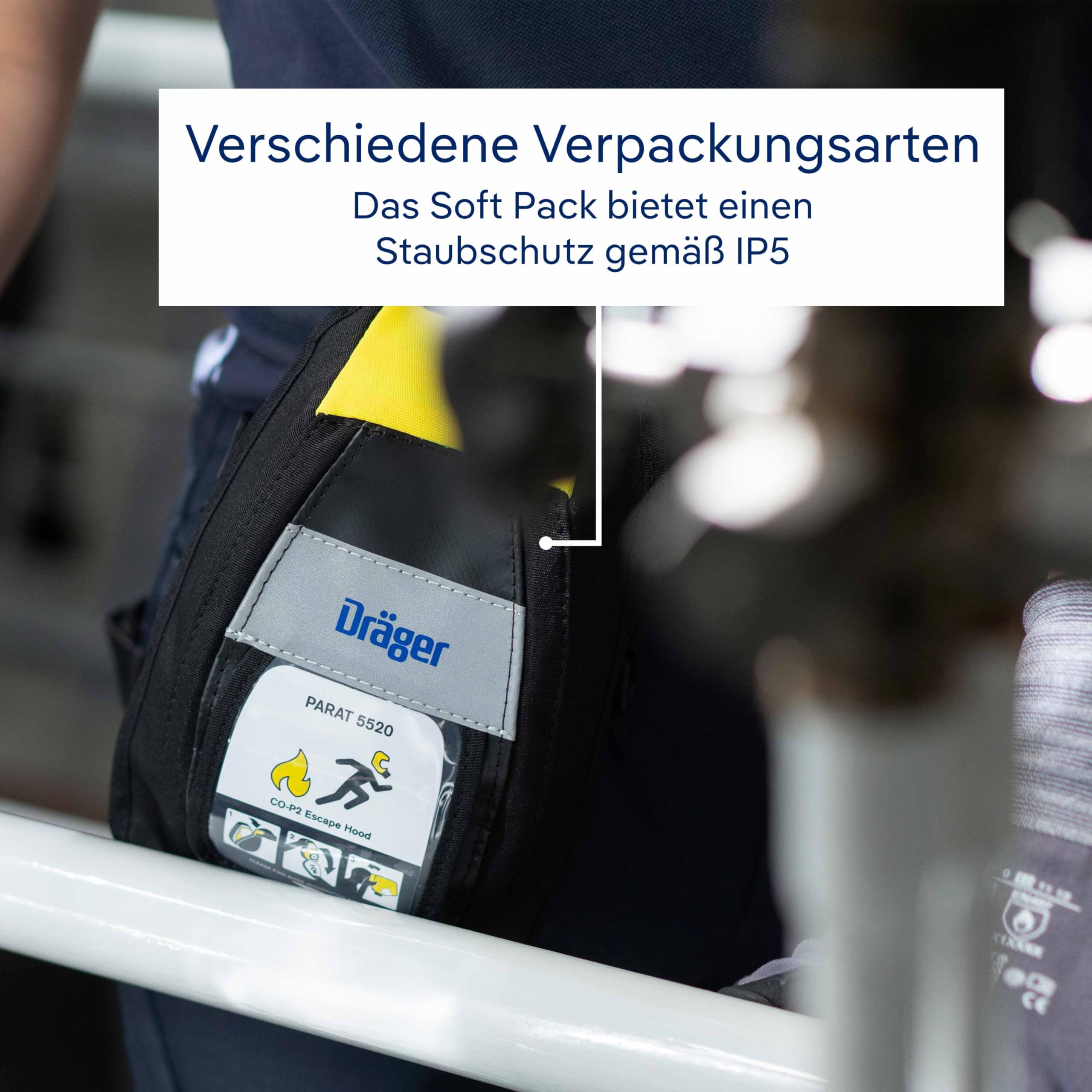 Dräger PARAT 5520 Brand-Fluchthaube mit Soft Pack | Effektive Rettungshaube zum Schutz vor Brandgasen wie Kohlenmonoxid (CO), 1 stück (1 erPack)