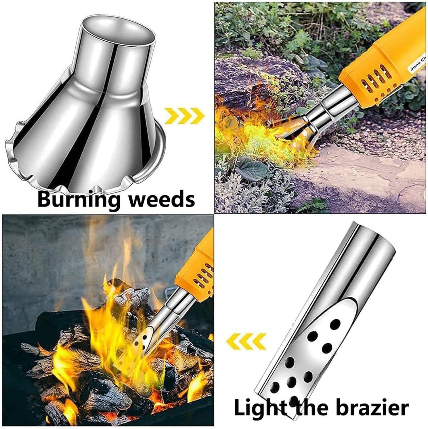 Désherbant portable à air chaud, 2000 W, brûleur thermique électrique avec double chaleur 80-650 °C, comprend 2 buses, idéal pour jardin, terrasse, allée, barbecue