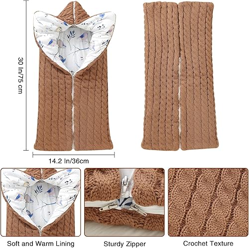 Miniatura 4 de Manta para envolver al bebé recién nacido, tejido grueso y suave y cálido, saco de dormir, saco de dormir, para bebé de 0 a 12 meses (café nuevo)