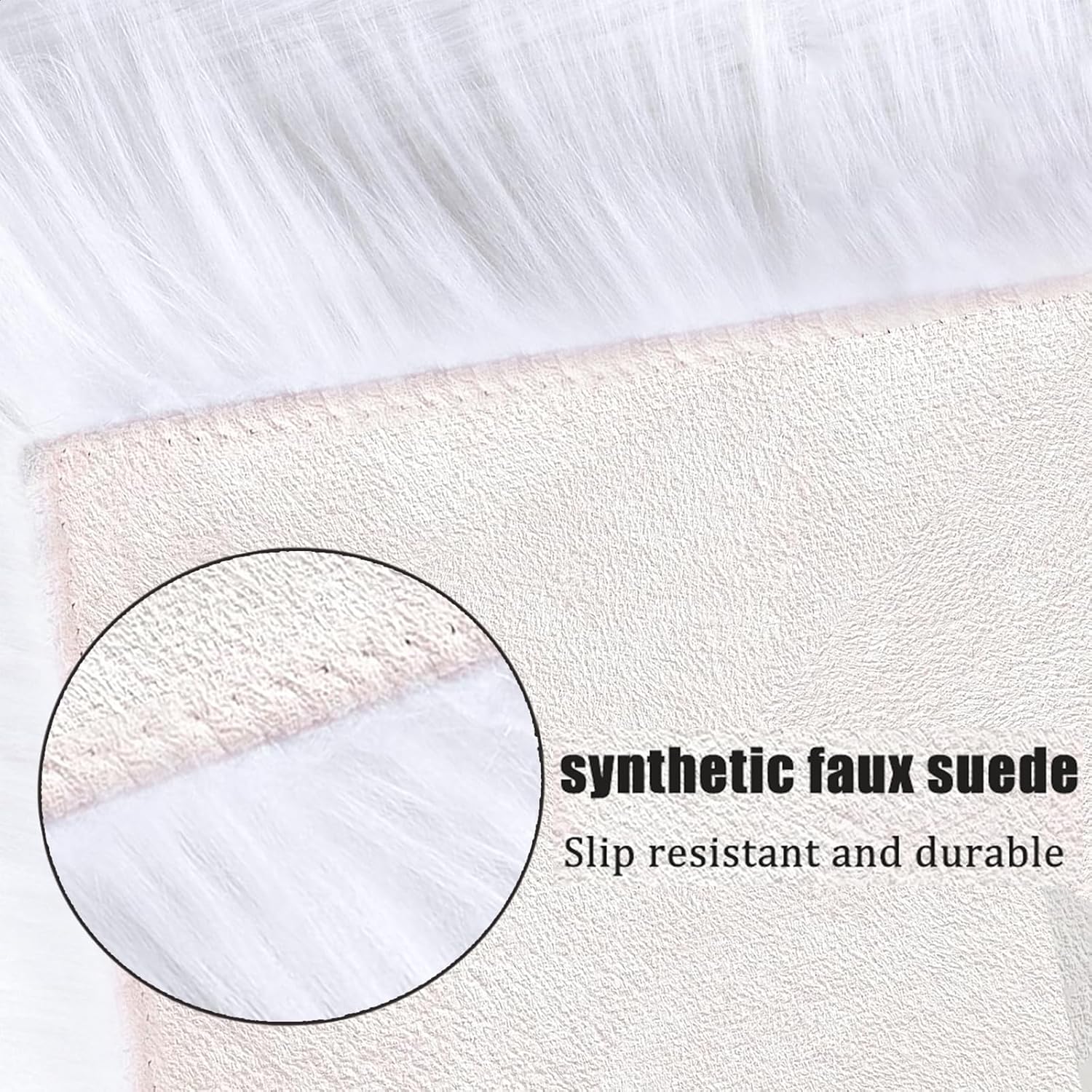 OKAYDA 2-Pack 18" Square Faux Sheepskin Chair Covers - Plush & Non-Slip Back Seat Cushion Pad for Dining, Office, Vanity Chairs, Fluffy Soft Faux Fur Rug for Living Bedroom(White)
