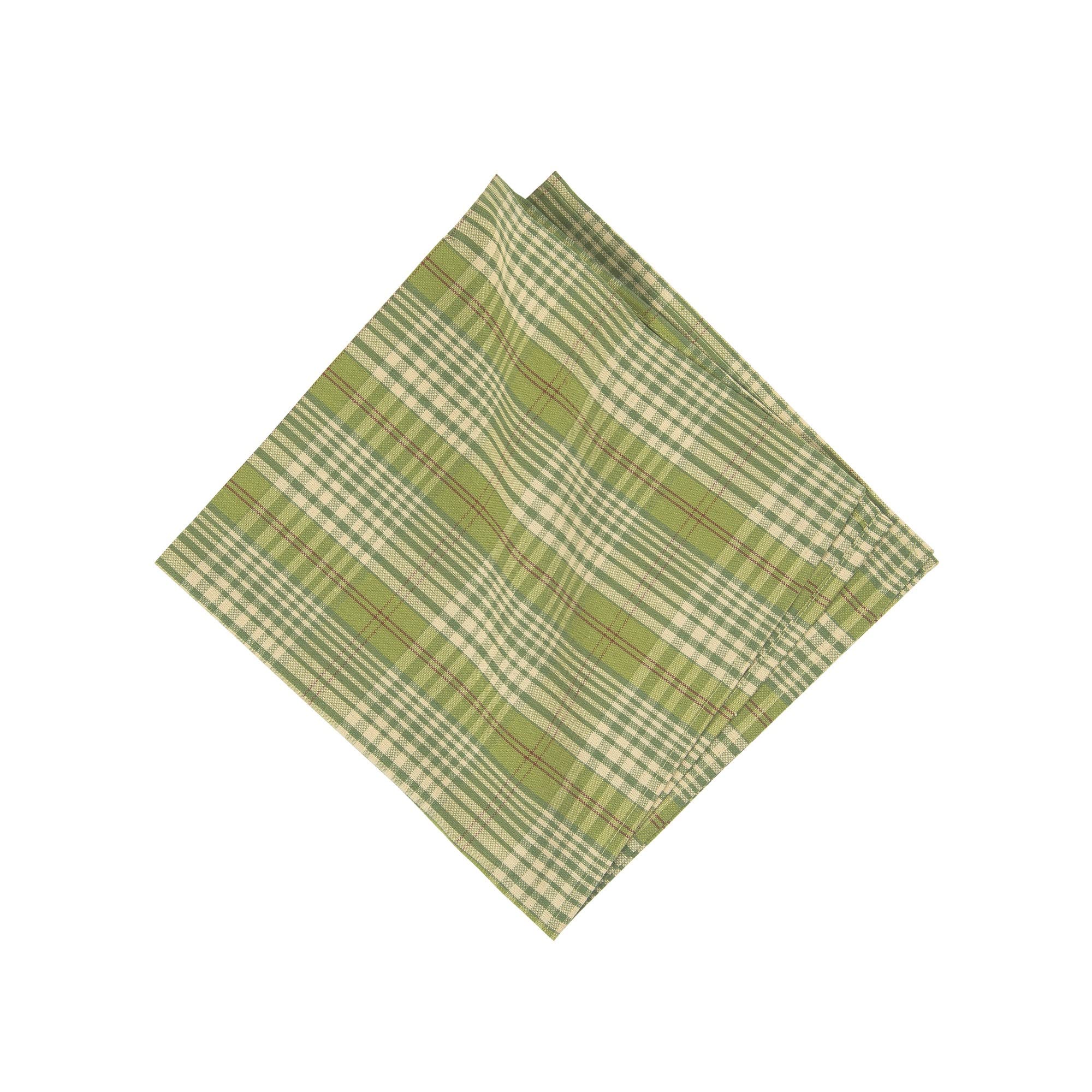 C&F Home Holly Plaid Reversible Cotton Machine Washable Napkin 18X18 Set of 6 Napkin Set of 6 Green