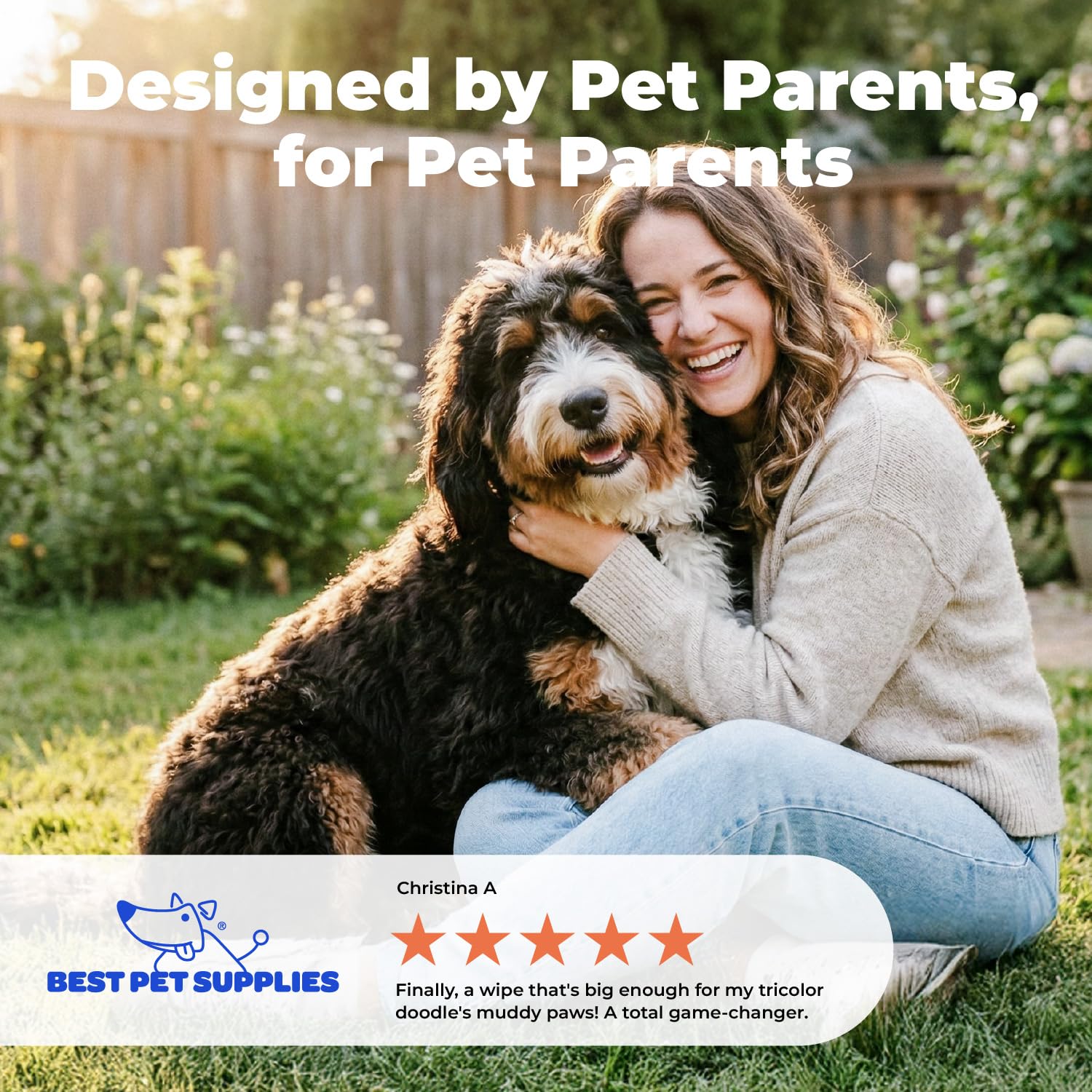 Best Pet Supplies Salviette per Cani – Salviette per Cani – Salviette per la Pulizia del Pelo per Pelliccia, Orecchie, Zampe – Cocco idratante