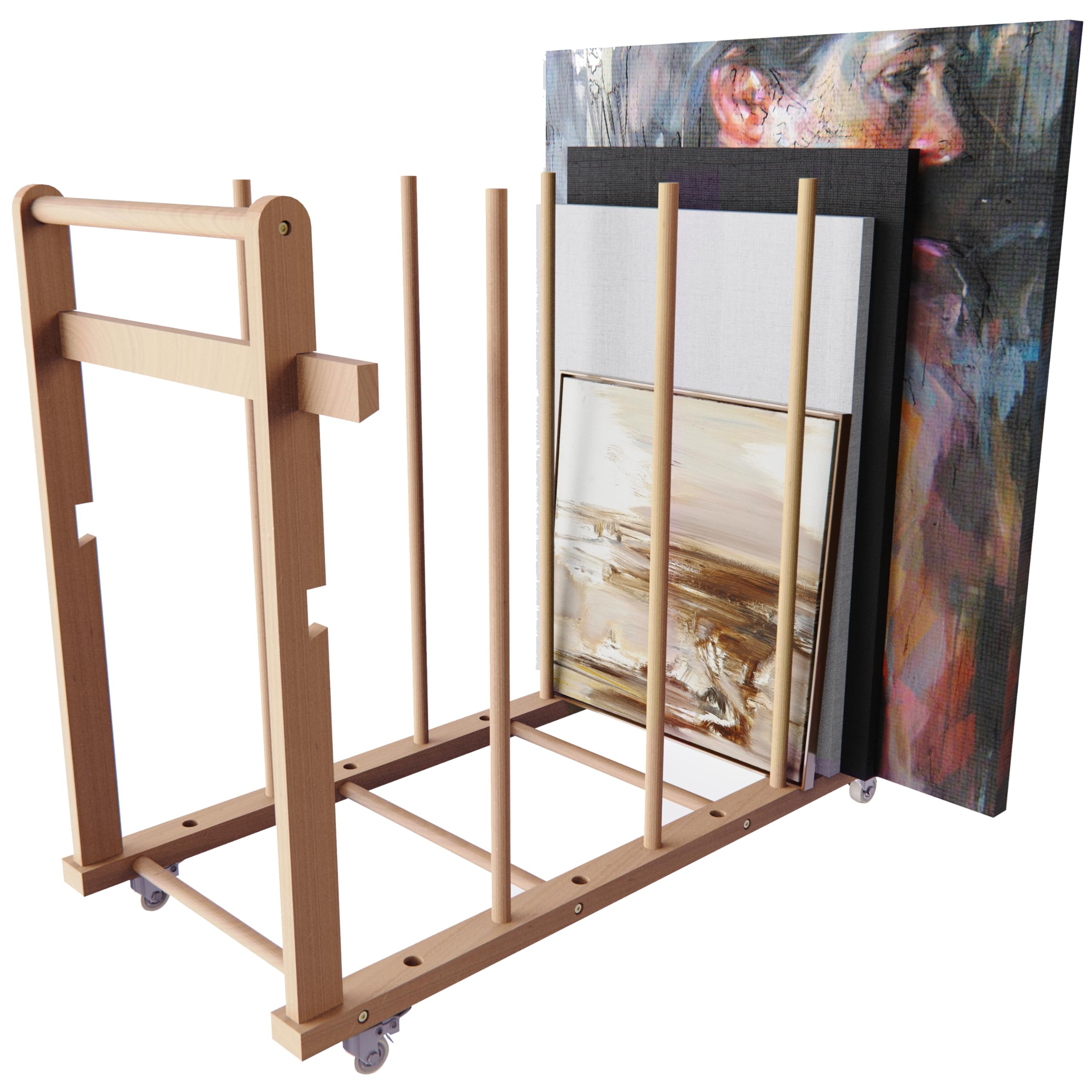 art storage rack, art canvas storage, canvas boards rack art storage with handle & caster wheels for drawing board, panel, paper pad for art studios, artworks, gallery