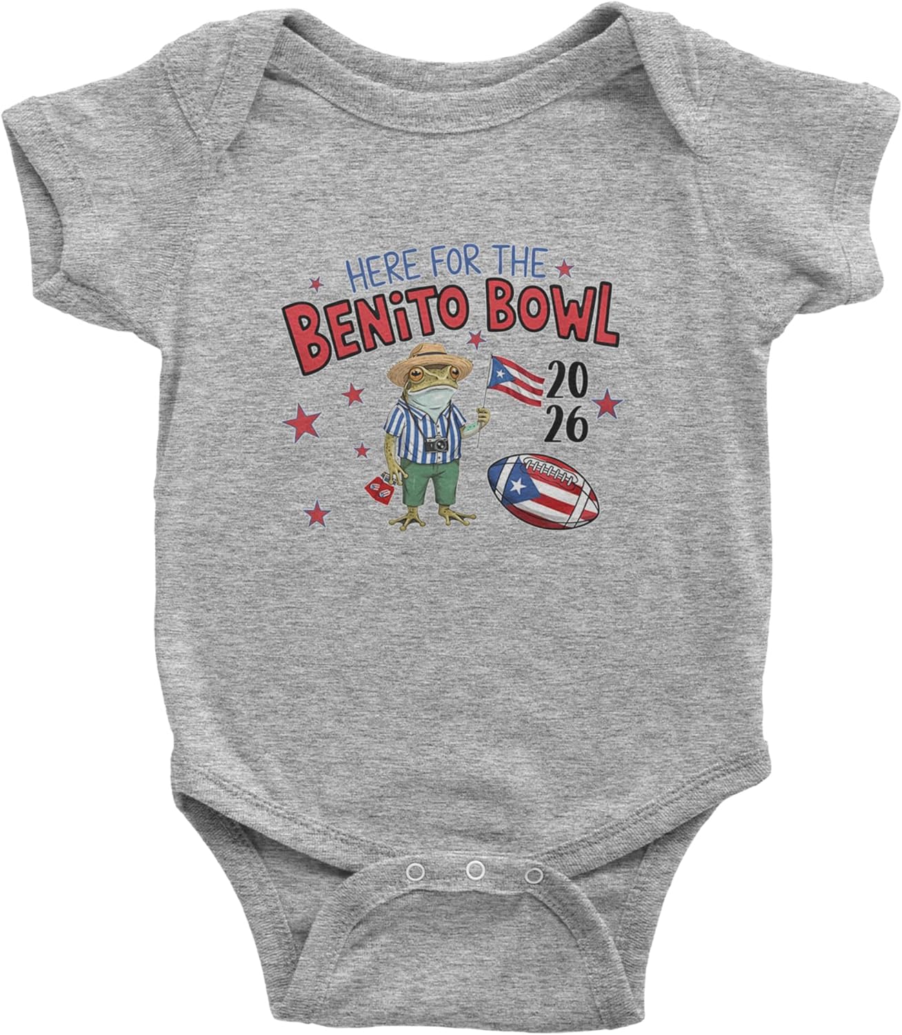 Frog Here for The Benito Bowl Football Infant One-Piece Bodysuit, Soft Cotton