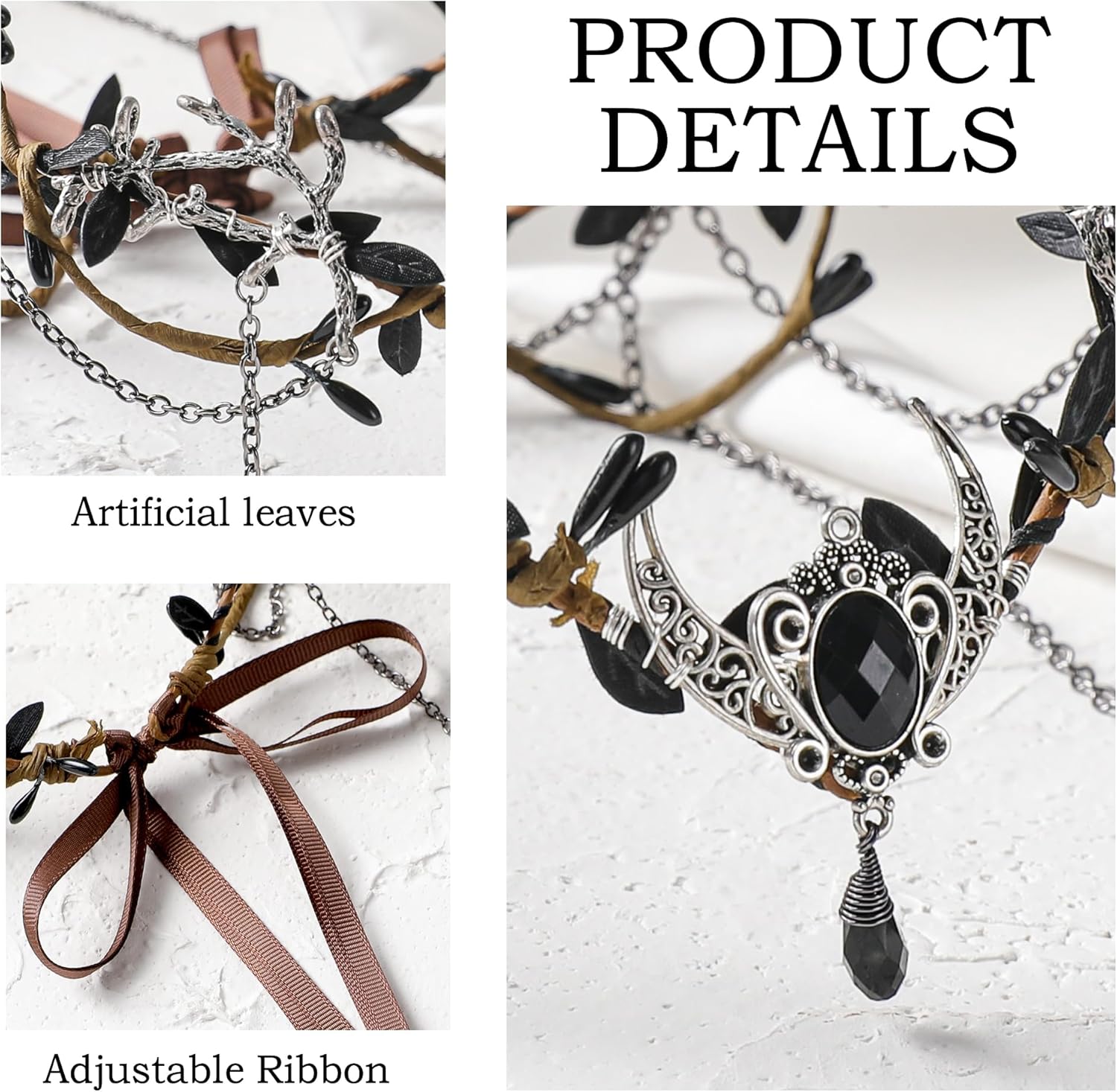 MOSTORY Woodland Elf Crown for Women - Medieval Elf Headpiece with Tassel for Renaissance Renfaire Fae Cosplay Viking Outfit - Image 5