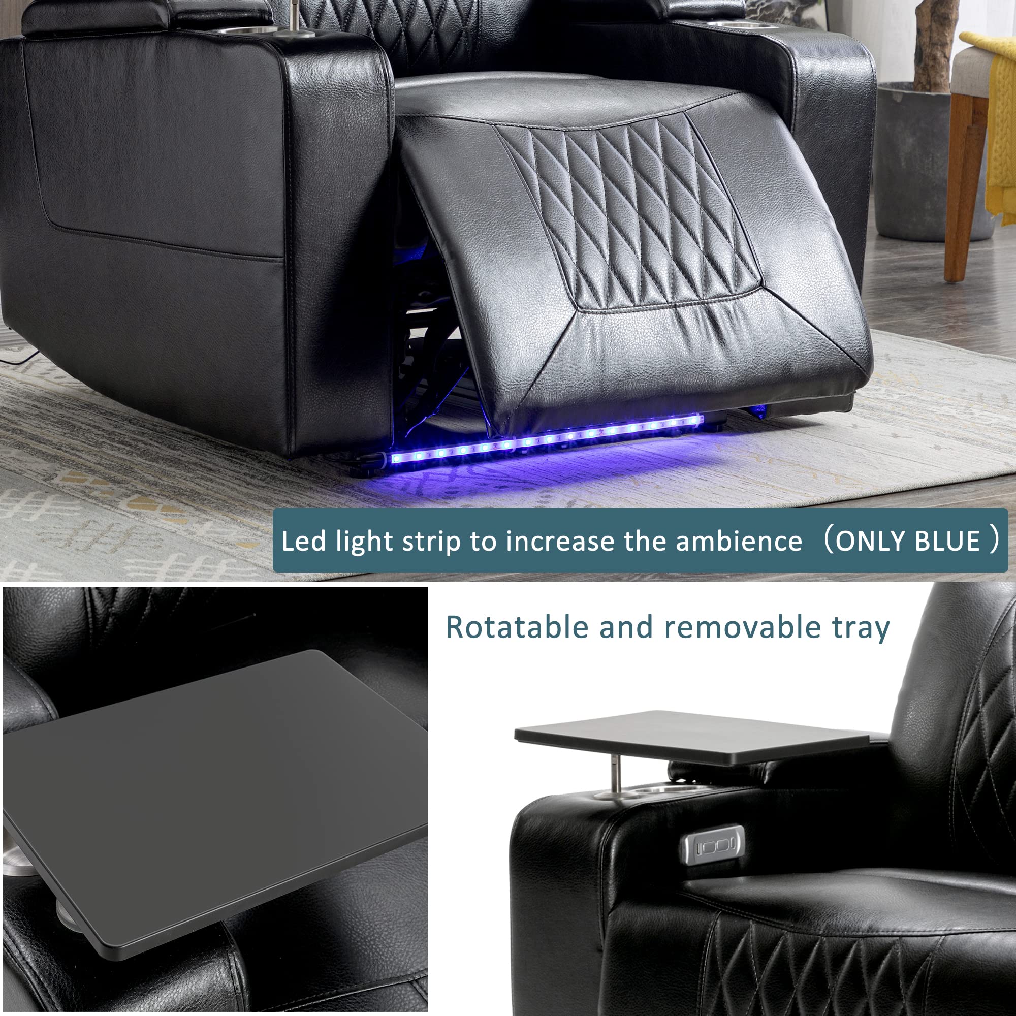 Electric Recliner Chair TV armchair with USB Charge Port, 360 Swivel