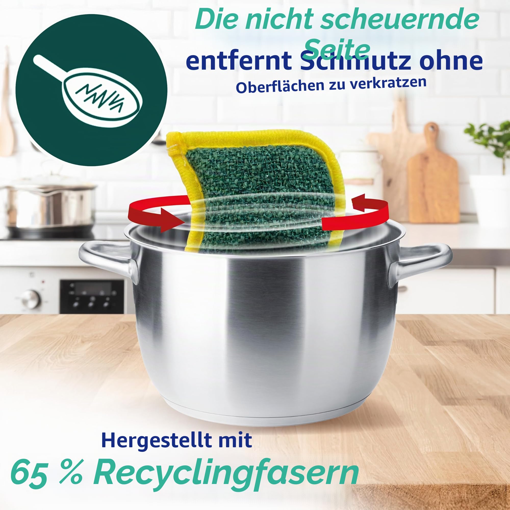 Spontex Flex-& Wash-Schwämme, wiederverwendbar, doppelseitig, Mikrofaserschwamm zum Abwischen und Schrubben, Reinigungsprodukte für Küche, Bad und Zuhause, 8 Packungen mit je 2 Stück (16 insgesamt)
