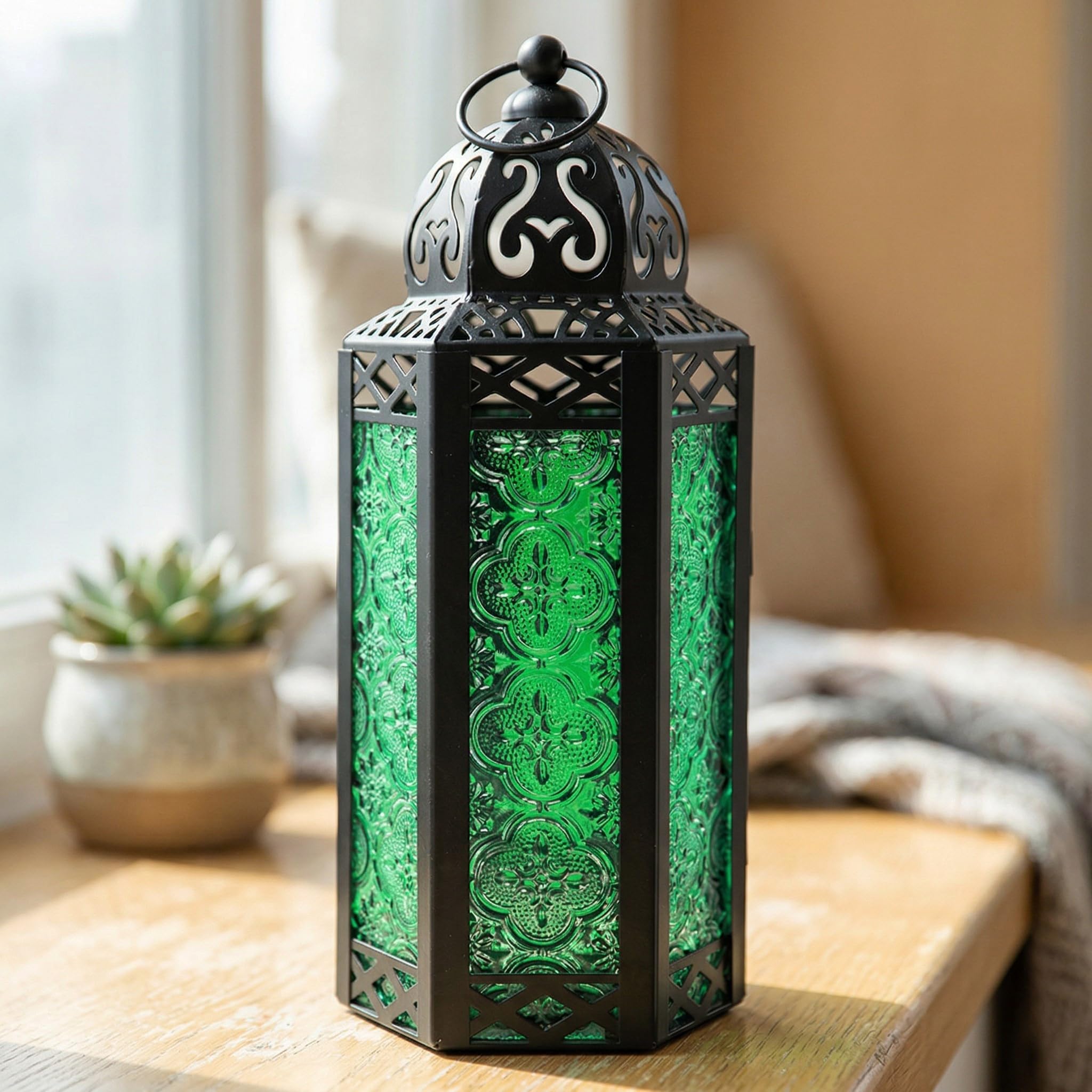 Lanterne in stile marocchino, metallo, Green, medium