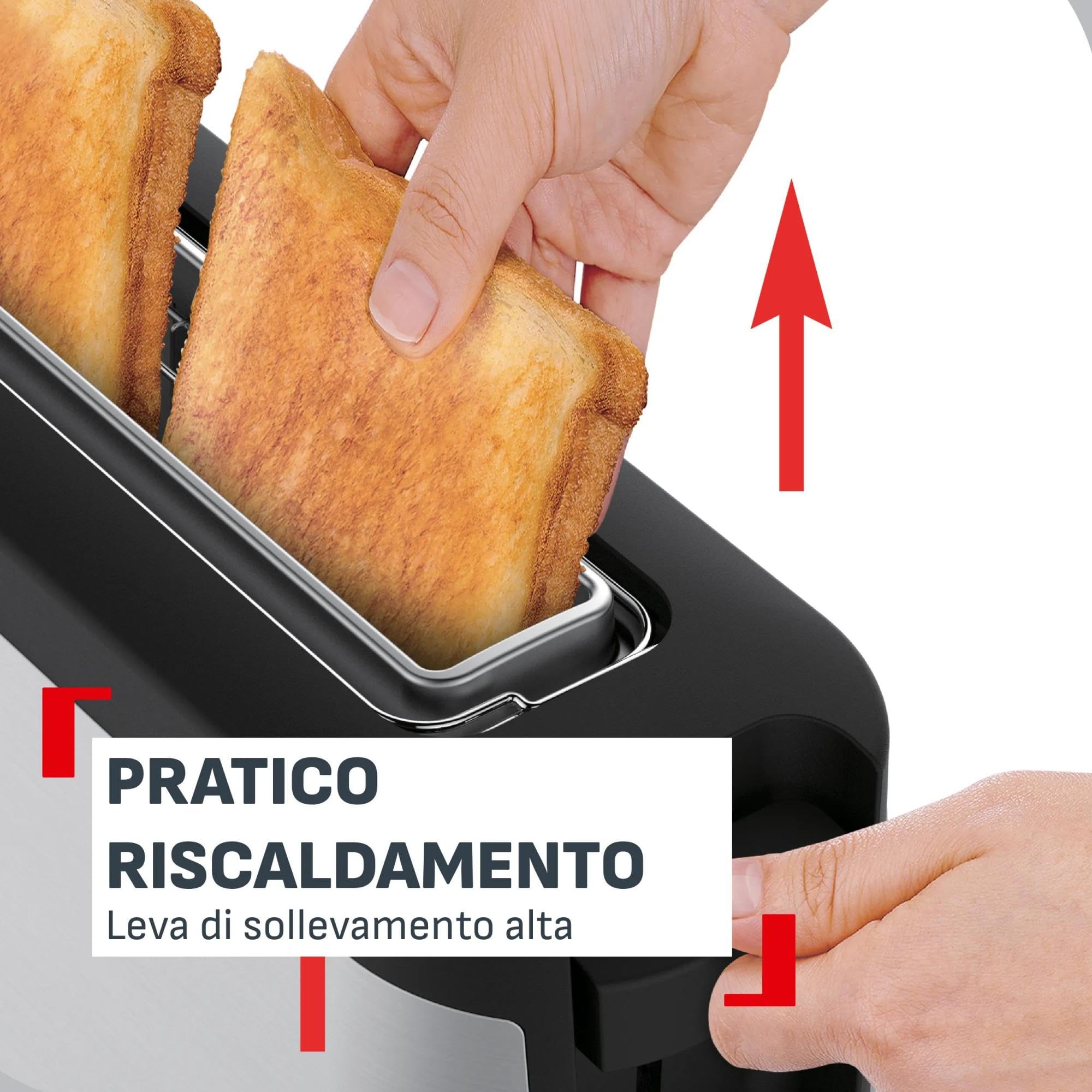 Tefal Element Tostapane A Lunga Fessura, Scaldapanini Integrato, 7 Livelli Di Doratura, Design In Acciaio Inossidabile, Nero, TL430811