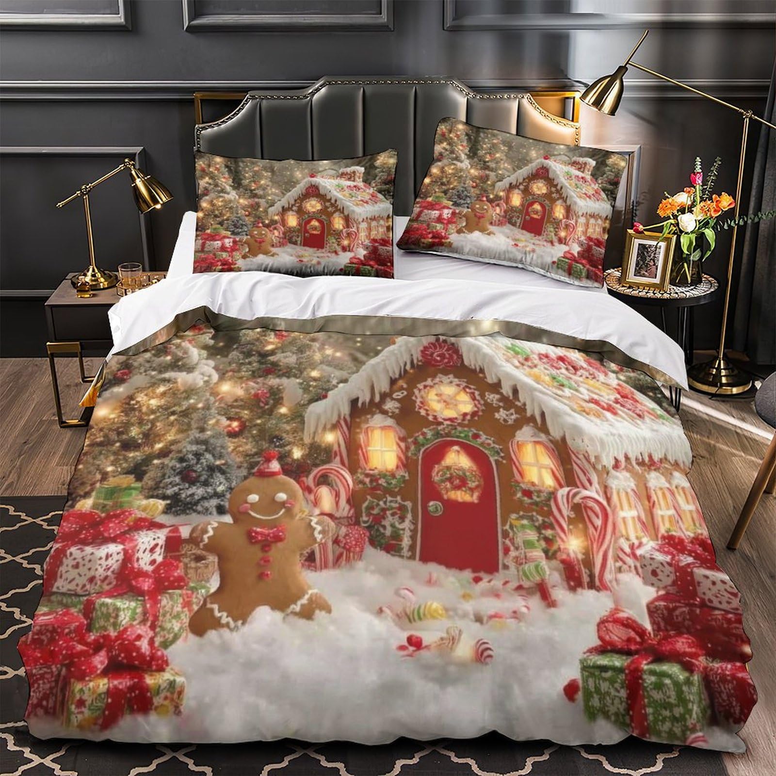 Housse de couette Noël fleurie pour transformer la chambre d'un ado pendant les fêtes