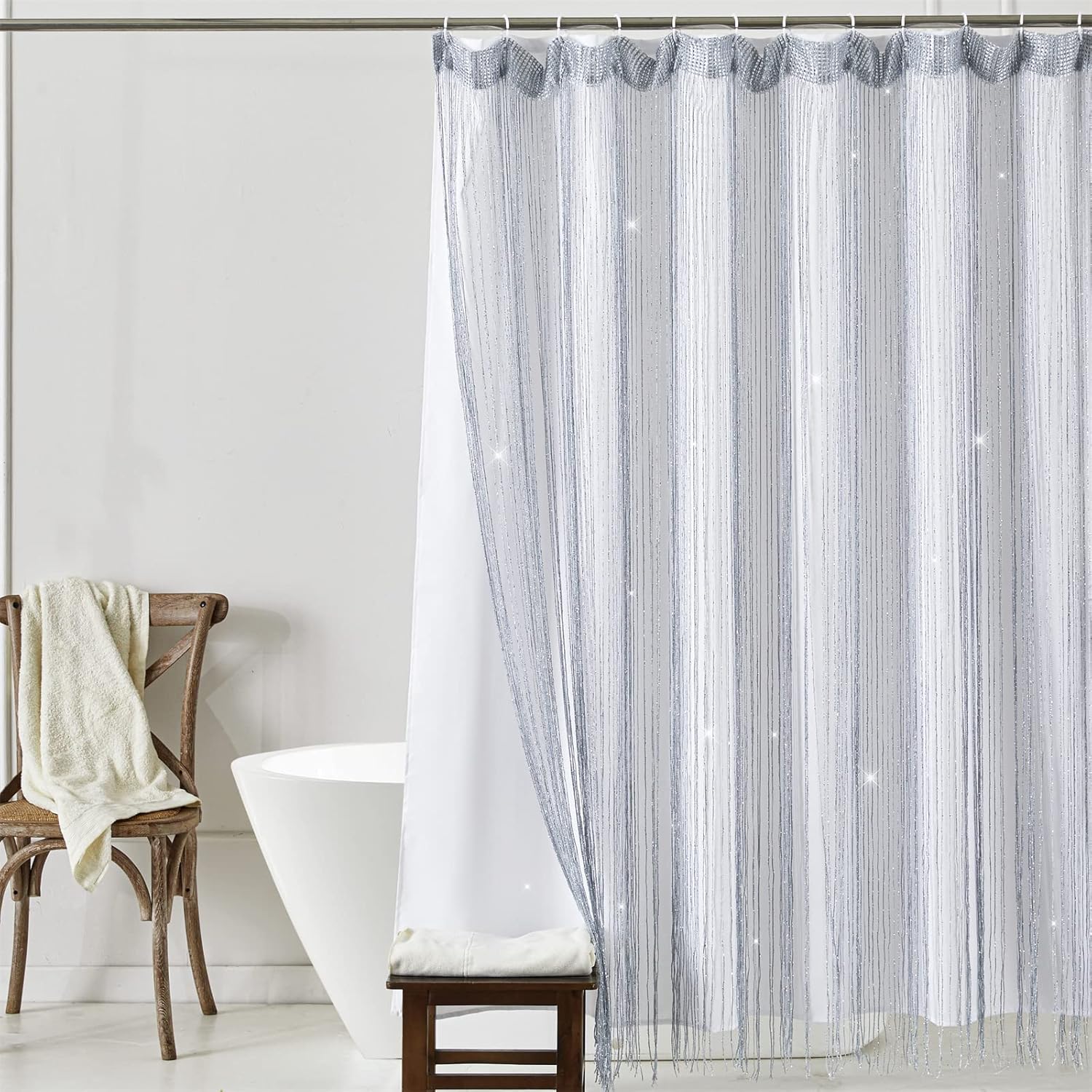 Estmy Bling Metallic String Tassel with Fabric Shower