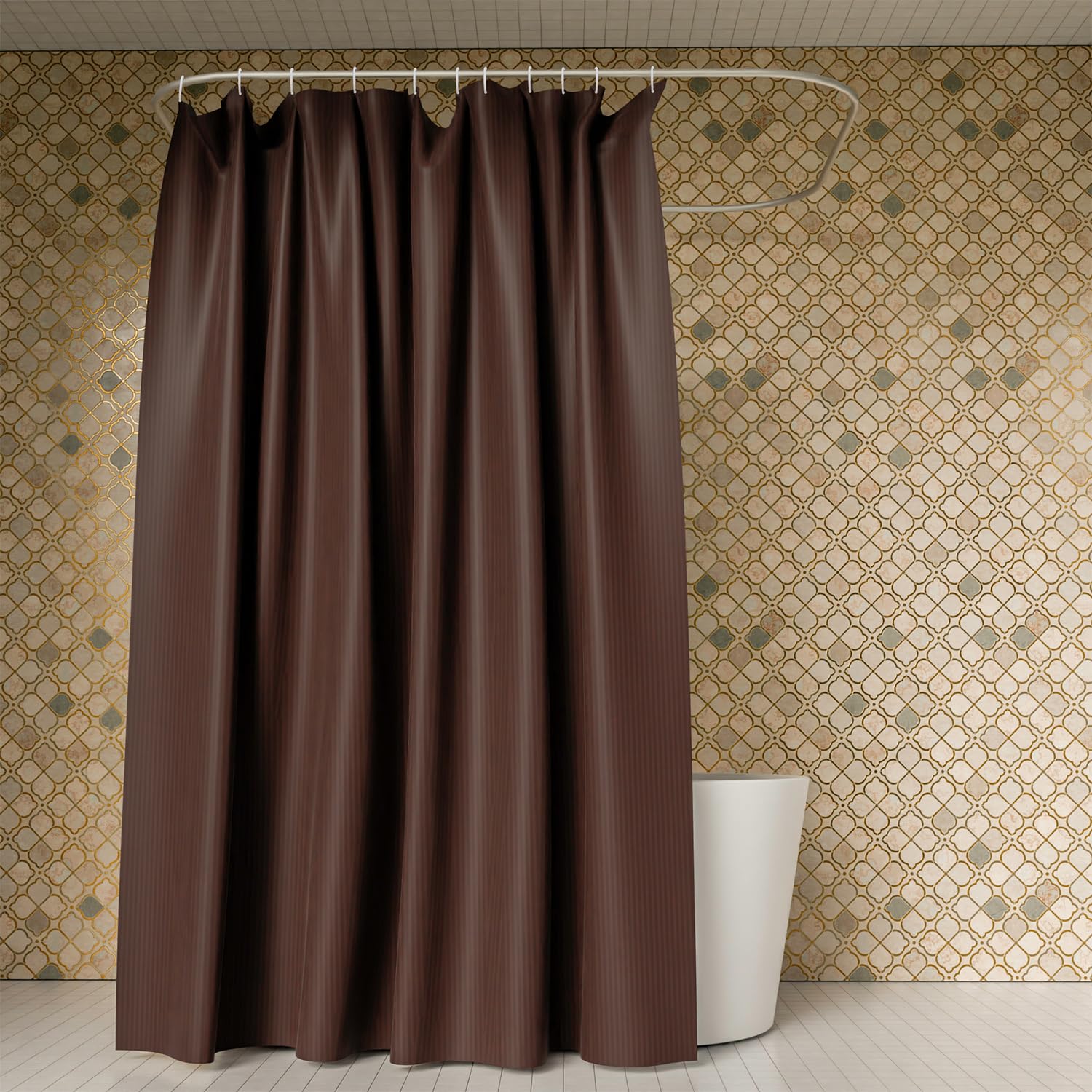 Shower Curtain | Shelf Lining PVC Curtain for Bathroom | 7 Feet | Brown