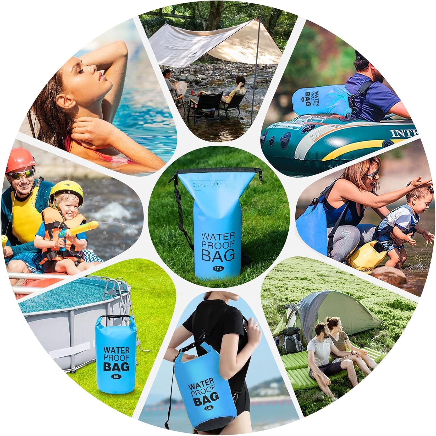 2-Pack Pool Step Weights, 10L Heavy-Duty Pool Ladder Weights for Above-Ground Pools, 500D No-Break Waterproof Sand Bags, Easy & Quick Fill for Secure Pool Steps (Sky Blue) - Image 7