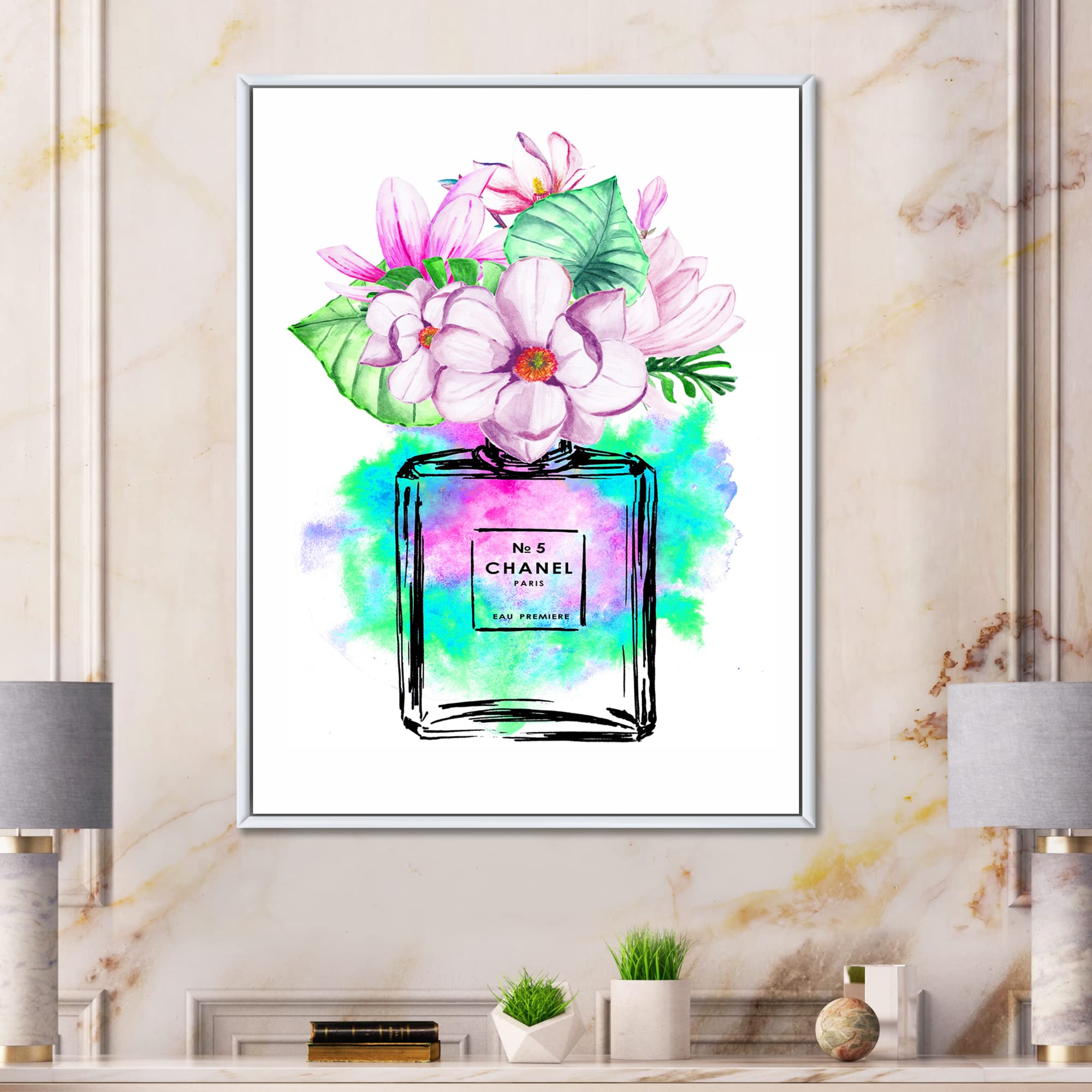 Amazon.com: DesignQ Perfume Chanel Five I - Modern Framed Canvas