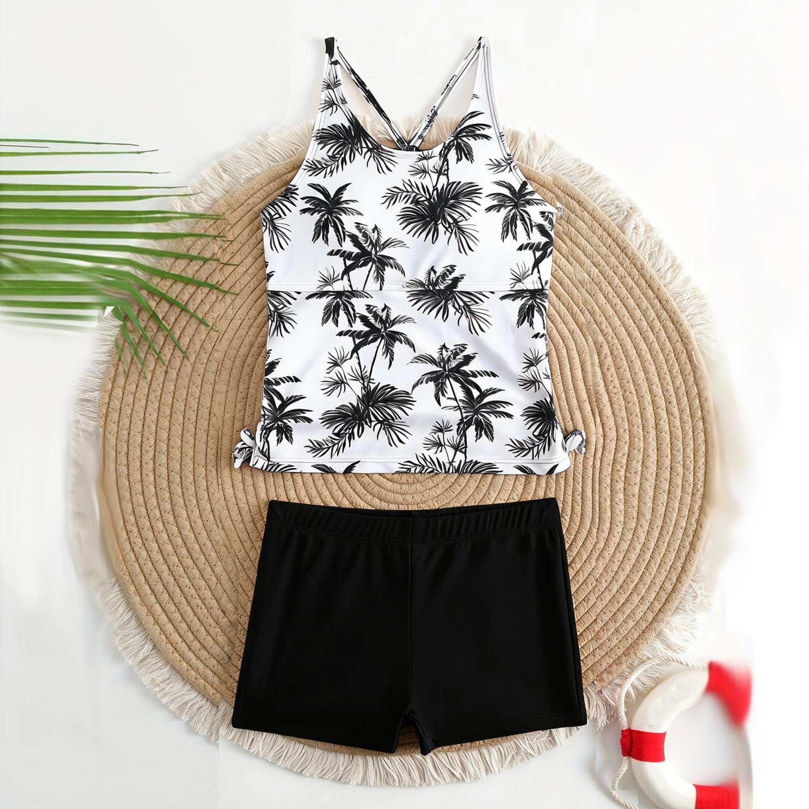XINYUNZU Mädchen Badeanzug 2-Teilig Tankini Zweiteiler Schwimmanzug Bademode Cross-Back Top und Badeshorts Set Swimsuits Girls Strand Badebekleidung Mode Badeanzüge für Kinder 6-13 Jahre