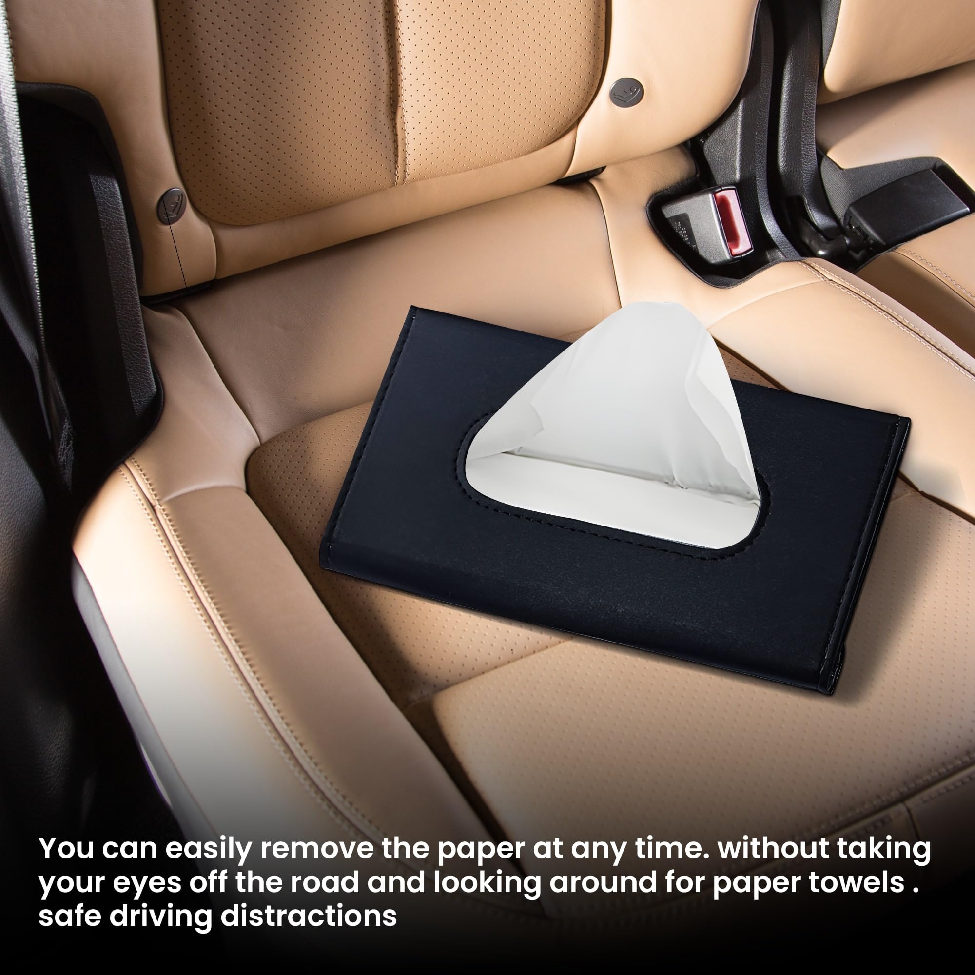 AUTOGUYS Car Tissue Holder for Visor and Dashboard - Interior Accessories, Sun Visor Tissue Holder, Stylish Car Decor (Black) - Image 6 thumbnail