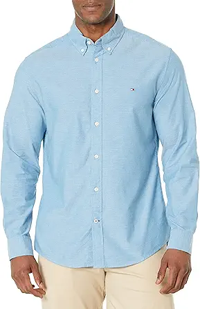 Tommy Hilfiger Men's Long Sleeve Button Down Oxford Shirt in Custom Fit